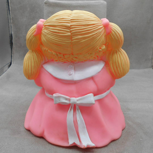 Cabbage Patch Doll Vinyl Bank 1983 Blonde/Blue Eye Girl Blue Piggy Bank - Picture 3 of 6